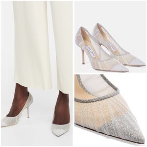New JIMMY CHOO Love 85 glitter-tulle pumps $825 41